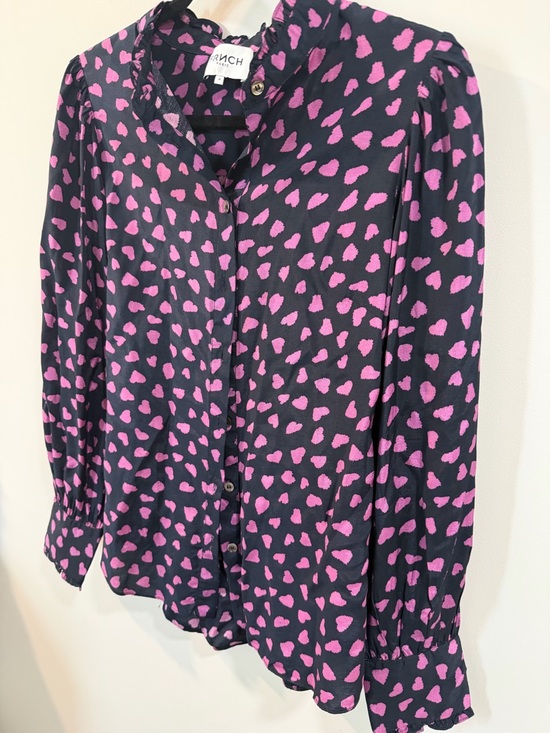 Frnch Paris navy blue heart print blouse